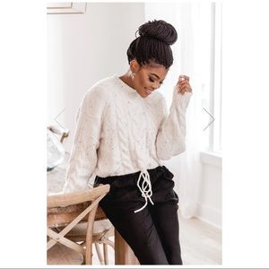 Off White / Cream Cable Knit Sweater ~ warm & cozy!